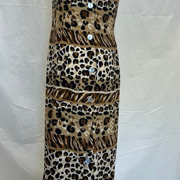 Leopard Animal Print Vintage midi Dress Sz 8 Mobwife Old Money Classic - Picture 5 of 9